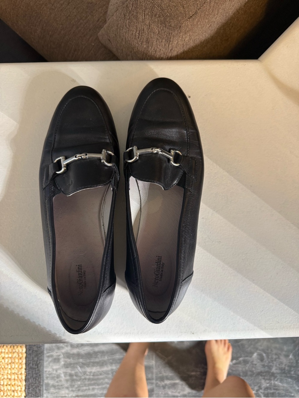 Black Leather Women's Bit Loafers